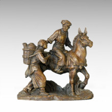 Eastern Statue Village Life Market Bronze Sculpture Tple-030